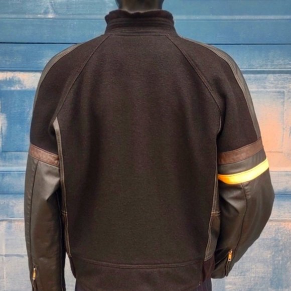 Modern Head Ware Limited Men's Pure Leather/Wool Blend Moto Jacket (Canada) - Picture 9 of 17
